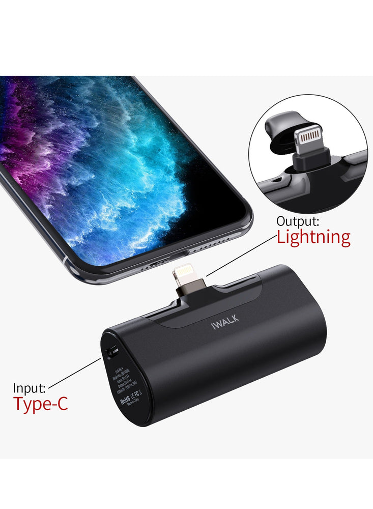 Small Portable Charger 4500mAh Ultra-Compact Power Bank Cute Battery Pack Compatible with iPhone 13/13 Pro Max/12/12 Mini/12 Pro Max/11 Pro/XS Max/XR/X/8/7/6/Plus and More (Black)