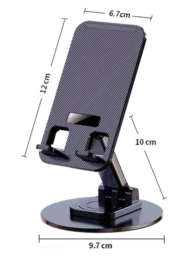 Metal 360° Rotating Desk Mobile Phone Holder Stand for iPhone Cellphone Smartphone Mobile Phones Ipad Telephone Reader Black