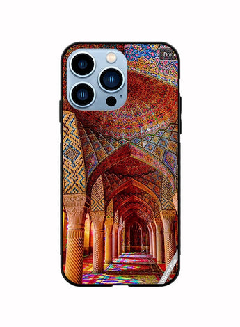 Protective Case Cover For Apple iPhone 13 Pro The Pink Mosque Design Multicolour