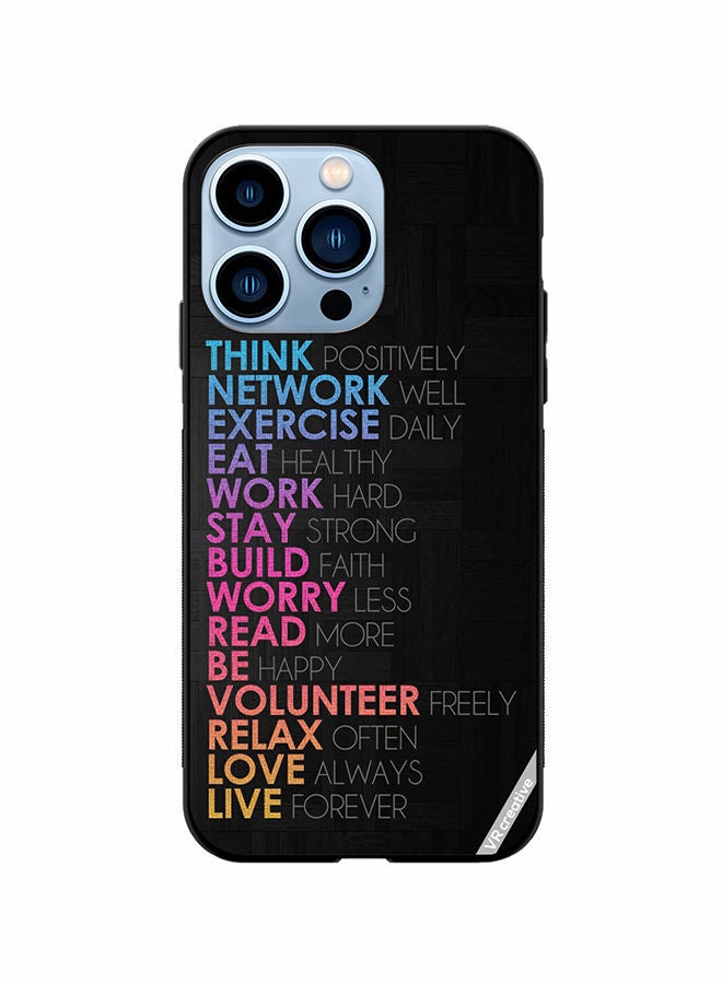 Protective Case Cover For Apple iPhone 14 Pro Think Positively Network Well Design Multicolour