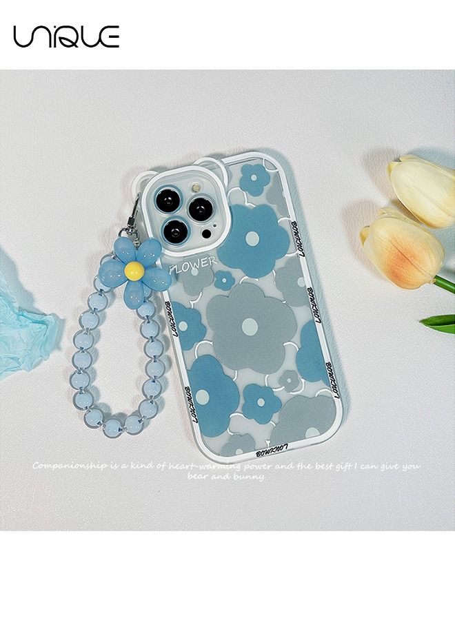 Compatible with iPhone 14 Pro Max Case, Cute Sun Flowers Camera Protector Clear Case with Lovely Flower Strap Bracelet Chain Girls Women Case for iPhone 14 Pro Max