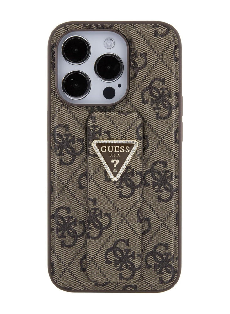 HC GRIPSTAND PU 4G TRIANGLE STRASS BROWN IPHONE 15 PRO MAX