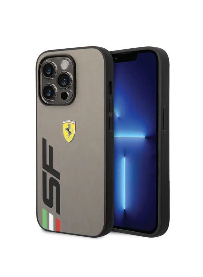 CG MOBILE Ferrari PU Leather Case With Printed Big SF Logo For iPhone 14 Pro - Grey