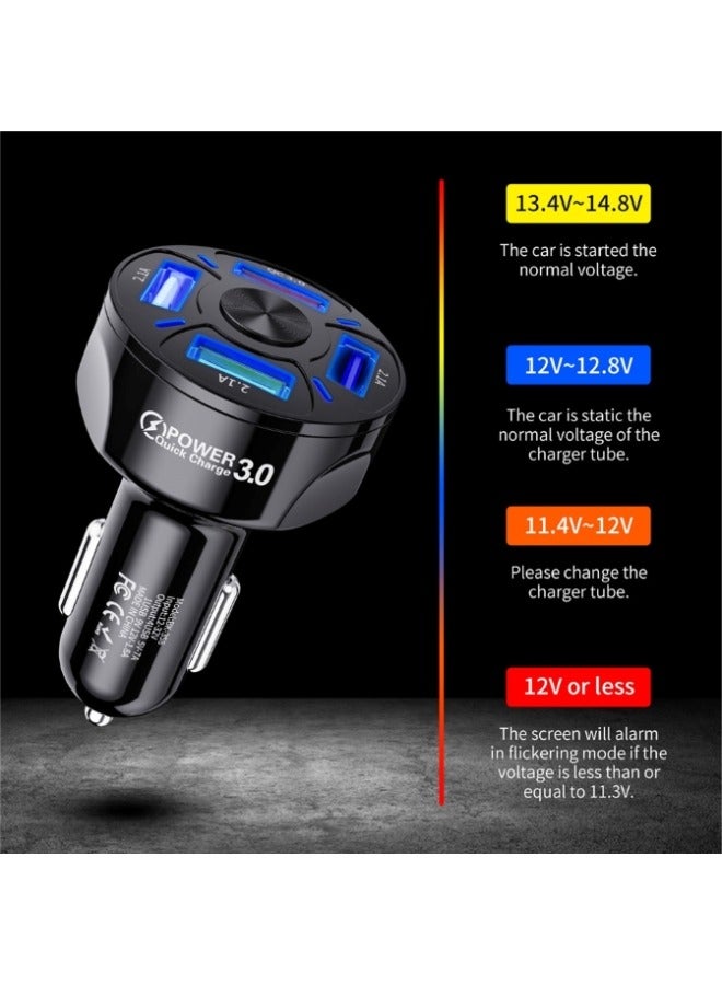 4 Port Car Charger USB Adapter 12-24V Car Charger Adapter Universal USB Car Charger Compatible with Mobile Phones Tablets Other USB Accessories Black