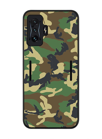 Rugged Black edge case for Poco F4 GT 5G/Redmi K50 Gaming Slim fit Soft Case Flexible Rubber Edges Anti Drop TPU Gel Thin Cover - Jungle Camo