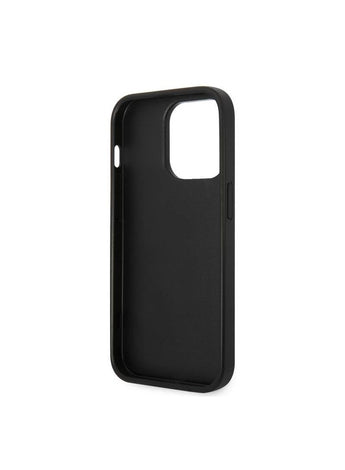 Grained Leather Case, Monogram Pattern Vertical Logo Stripe Compatible With iPhone 14 Pro Max - Grey