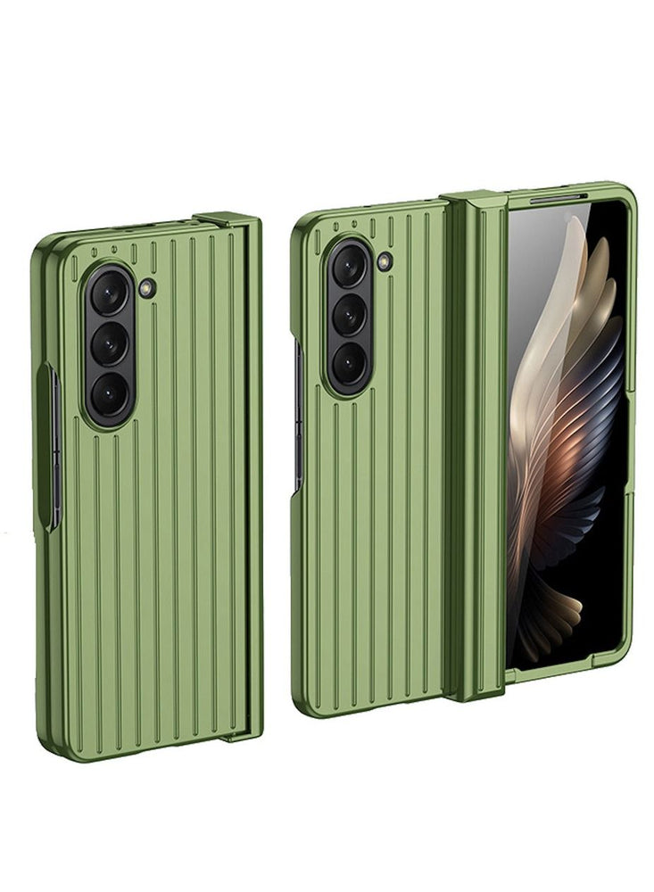 Slim Case Designed for Samsung Galaxy Z Fold 5 with Hinge Protector , Ultra-Thin Hard & Striped Polycarbonate with Non-Slip Grip Shockproof Green