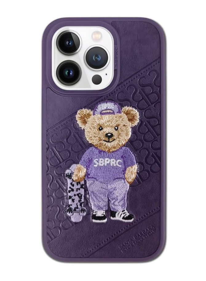 Embroidery and Emboss designed Phone Case for iPhone 14/ 14 Pro/ 14 Pro Max - Purple