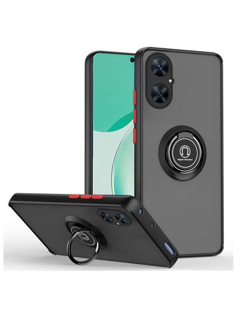 Huawei Nova 11i Case Flexible Silicone Bumper, Camera Protection Thin Translucent Shockproof Matte Back Cover with 360 rotational Car Mount Magnetic Ring Holder Case For Huawei nova 11i Black