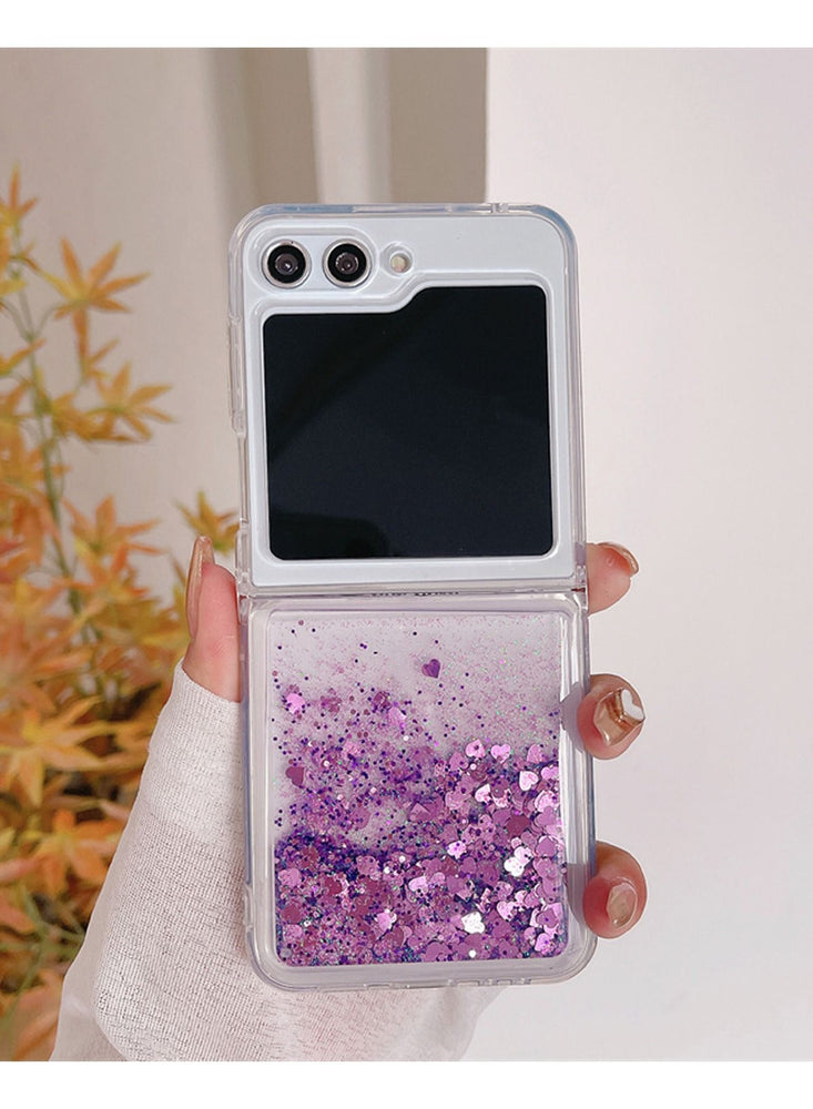 Samsung Galaxy Z Flip 5 Case,Glitter Case for Z Flip 5 Liquid Bling Sparkle Luxury Flowing Floating Quicksand Soft TPU Clear Case for Samsung Galaxy Z Flip 5 Girls Women