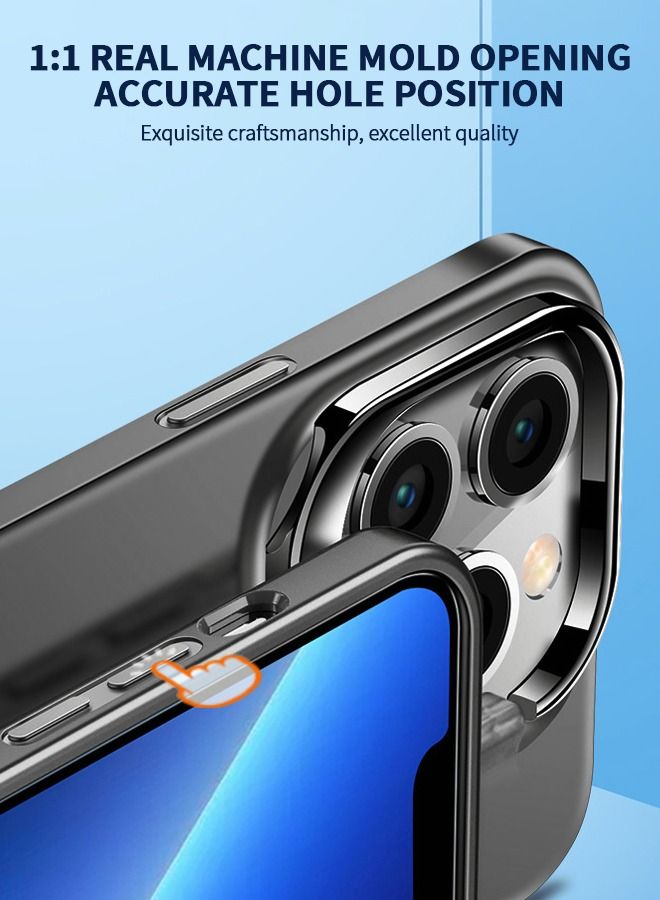 Case for iPhone 14 Pro Case 6.1 Inch Phone Ring Holder Camera Lens Metal Stand Rotation Ultra-Thin Phone Back Grip Foldable Cellphone Invisible Bracket