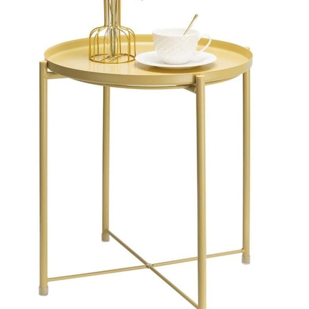 Removable and Foldable Round Side Table Yellow