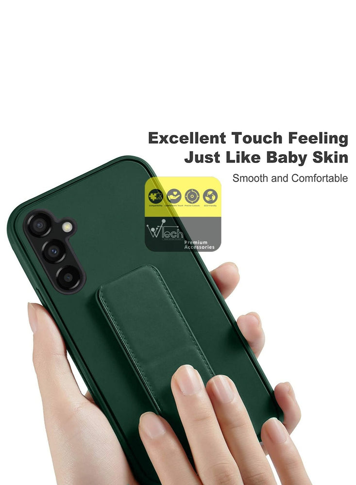 Hand Grip Foldable Magnetic Kickstand Wrist Strap Finger Grip With Built-in Iron Case Cover For Samsung Galaxy A34 5G 2023 Dark Green