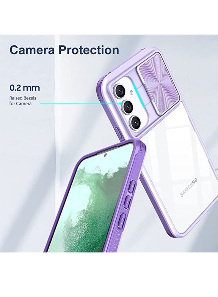 Samsung Galaxy A54 5G Case with Camera Cover,TPU Protective Hard Back&Soft Bumper, Shockproof Upgraded,Full Body Clear Phone Cover for Galaxy A54 5G (Galaxy A54, Purple)