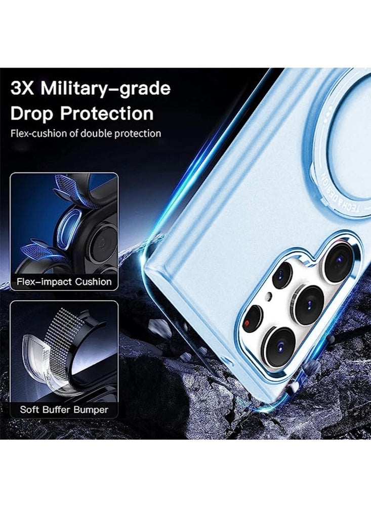 Compatible with Magnetic Samsung Galaxy S23 Ultra Case with 360 Rotation Magnetic Invisible Stand Compatible with MagSafe, Translucent Matte Backfor Samsung Galaxy S23 Ultra