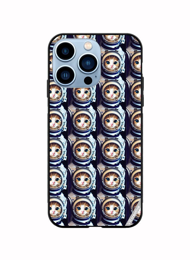 Protective Case Cover For Apple iPhone 14 Pro Cat Face Inside Astronauts Helmet Pattern Design Multicolour