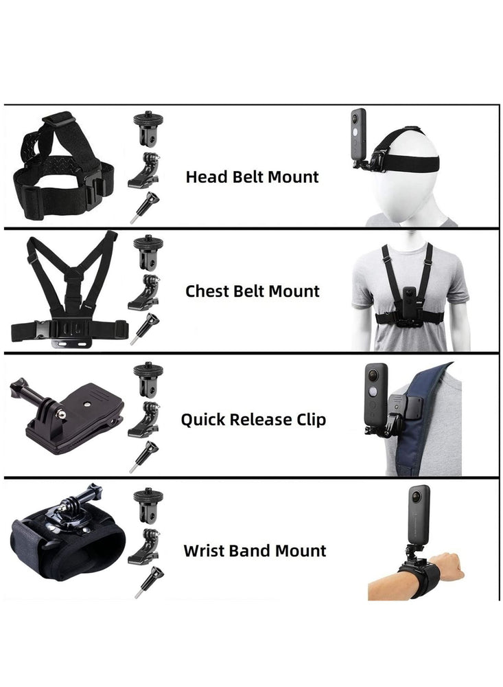 Camera Accessory Kit Chest Mount Wrist Strap Backpack Clip Mount for Insta360 One X3/One X2/Insta360 One RS/Go2 Compatible with GoPro Hero 11/Hero 9/ Hero 8/Hero 7