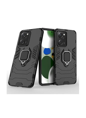 Redmi Note 12 Pro 5G/Xiaomi Poco X5 Pro 5G Case Cover with Dual Layer Military Grade Shockproof Protective Cover with Magnetic Car Ring Kickstand Black