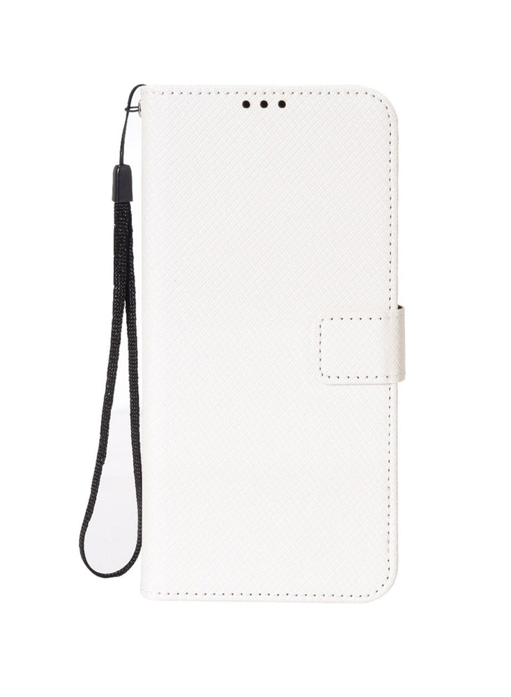 Honor 70 5G Case Cove with Anti-loss Strap flip Wallet case Advanced PU Leather Bracket Card Slot Holder TPU Shockproof Protective Protector White