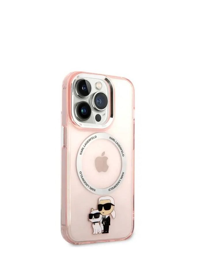 Karl Lagerfeld Magsafe IML NFT Karl & Choupette Hard Case for iPhone 14 Pro Max - Pink