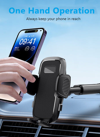 Phone Holder Car Mount - Powerful Suction, Dashboard/Windshield/Air Vent Mount, Universal Accessories, Thick Cases Friendly, Automobile Cell Phone Holder for iPhone Smartphones