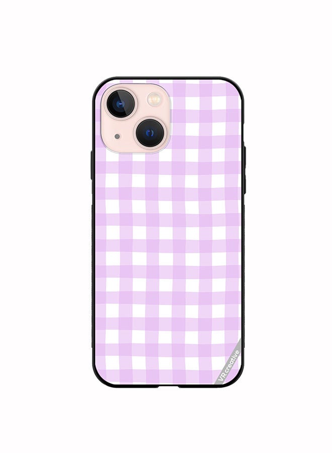 Protective Case Cover For Apple iPhone 13 mini Classic Checkered Plaid Purple Seamless Pattern Design Multicolour