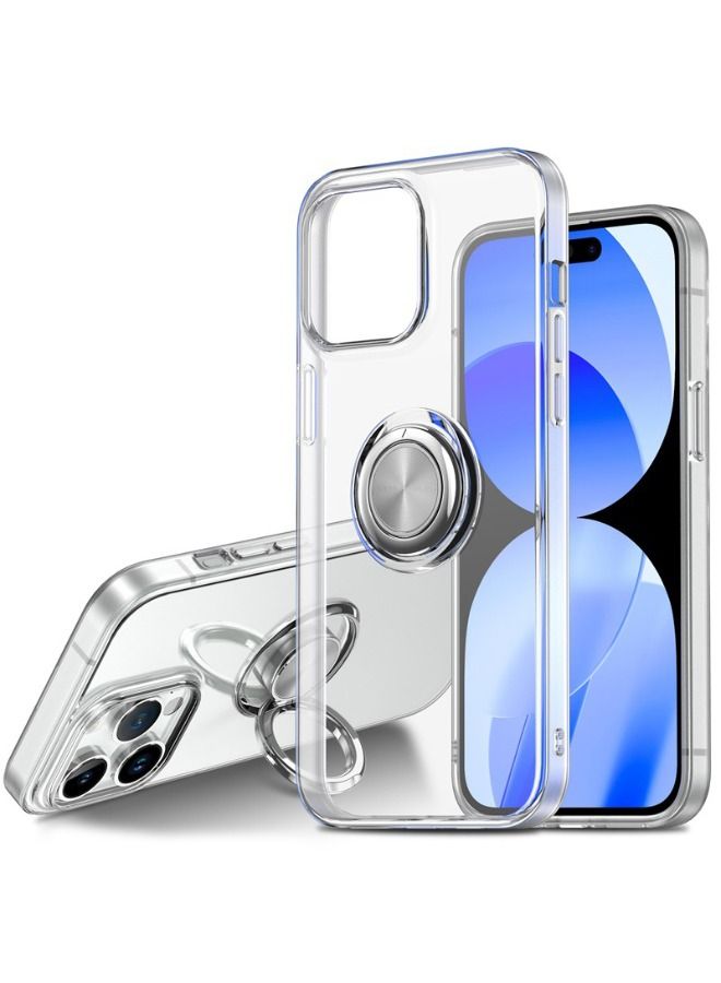 iPhone 15 Pro Case with Metal Rotate Ring Kickstand, Ultra Thin Protective Case, Shockproof, Anti-Yellowing, Anti-Scratch, Anti-Drop Case Cover for Apple iPhone 15 Pro