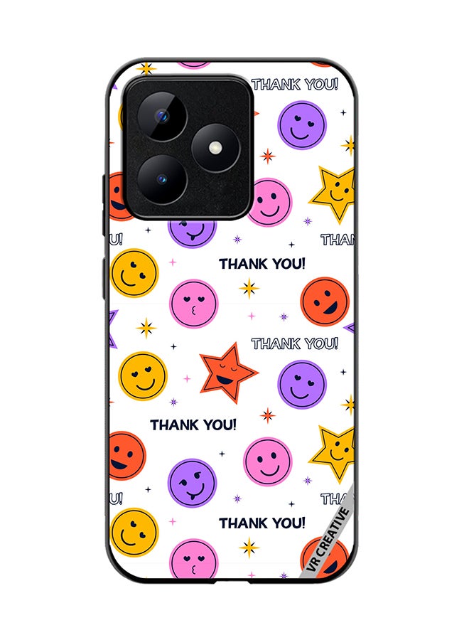 Protective Case Cover For Realme C53 Thank You Seamless Design Multicolour