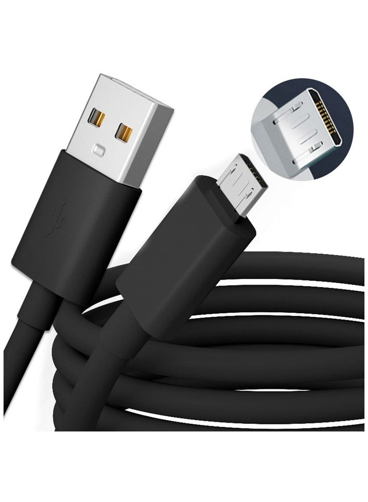 Micro to USB Cable 3m Fast Quick Charger Cable USB to Micro USB Android Charging Cord compatible for Galaxy S7 S6, Note, LG, Nexus, Nokia, PS4- Black 3M