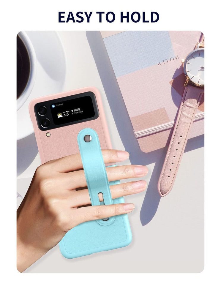 Case for Samsung Galaxy Z Flip 4 (Z Flip4 5G) Ultra Thin Premium PC Matte Finish Anti-Scratch Cover Silky Touch Feeling Phone Case with Retractable Stand Strap (Pink/blue)