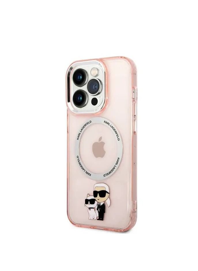 Karl Lagerfeld Magsafe IML NFT Karl & Choupette Hard Case for iPhone 14 Pro Max - Pink