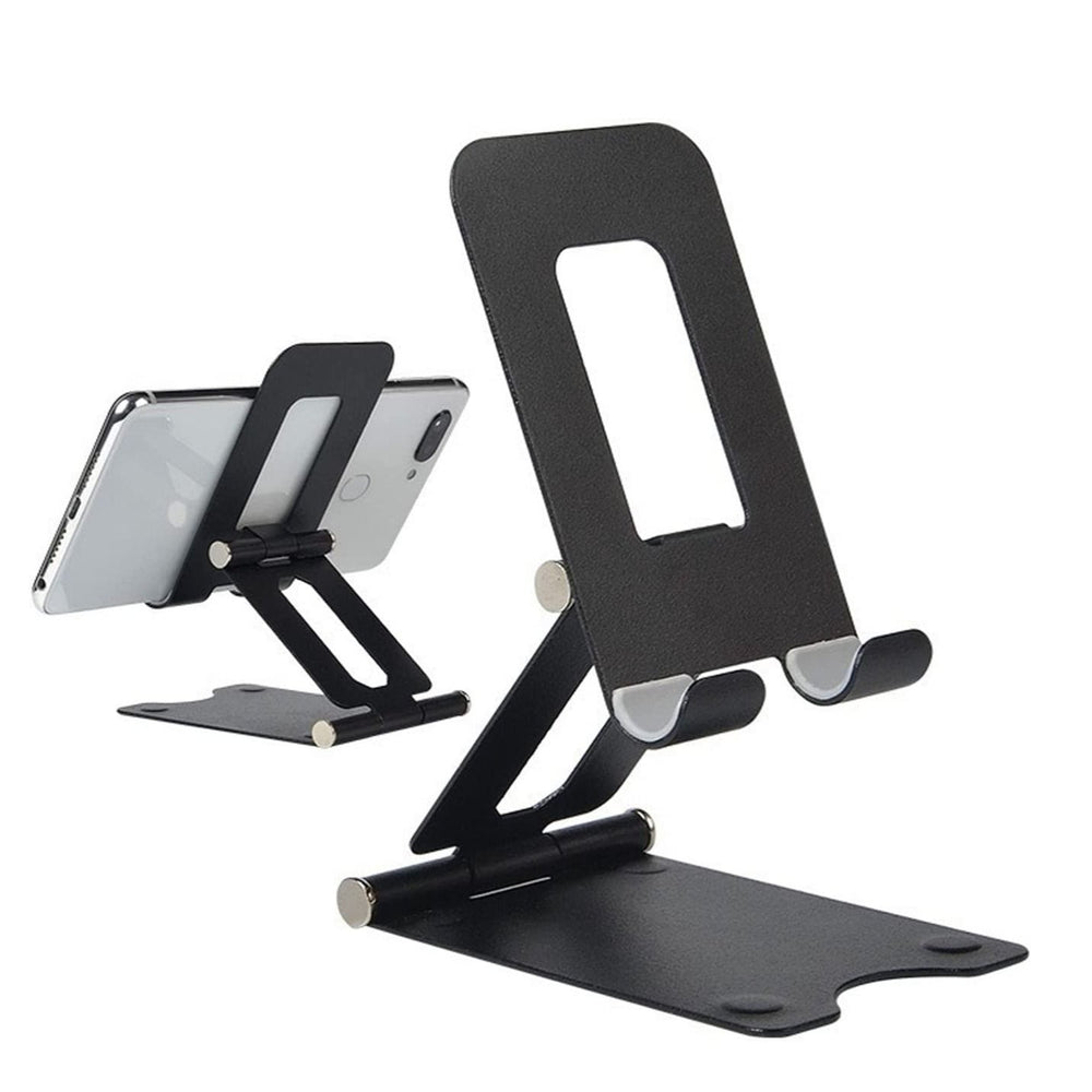 TyCom Cell Phone Stand, Adjustable Phone Stand for Desk, Foldable Tablet Stand Holder for iPhone 12 Pro Max / 12 Mini / 11 SE X XS Samsung Galaxy S20+ S20 S10+ S10 iPad Pro/Air/Mini (Matel Double)