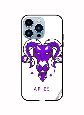 Protective Case Cover For Apple iPhone 14 Pro Purple Watercolor Zodiac Sign Design Multicolour