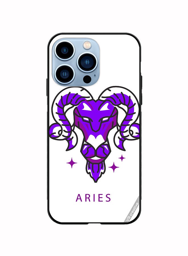 Protective Case Cover For Apple iPhone 14 Pro Purple Watercolor Zodiac Sign Design Multicolour