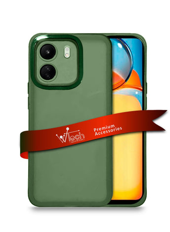 Soft Transparent TPU Silicone Ultra Thin Phone Stylish Electroplated Camera Border Case Cover For Xiaomi Redmi 13C 4G 2023 Olive