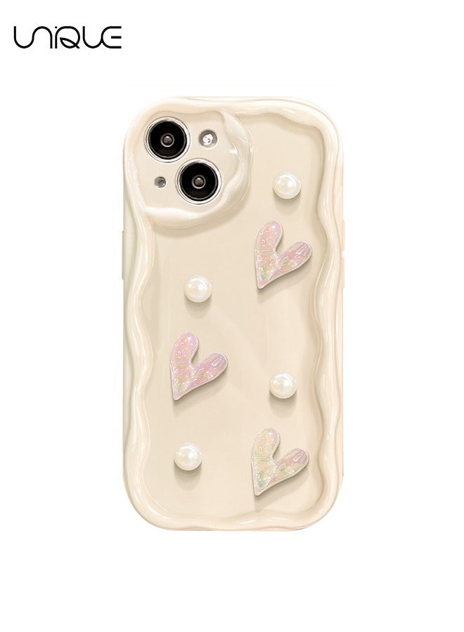 Compatible iPhone 15 Case for Soft Silicone Bumper White Case with Cute Luxury Crystal Sparkling Bracelet Case for iPhone 15