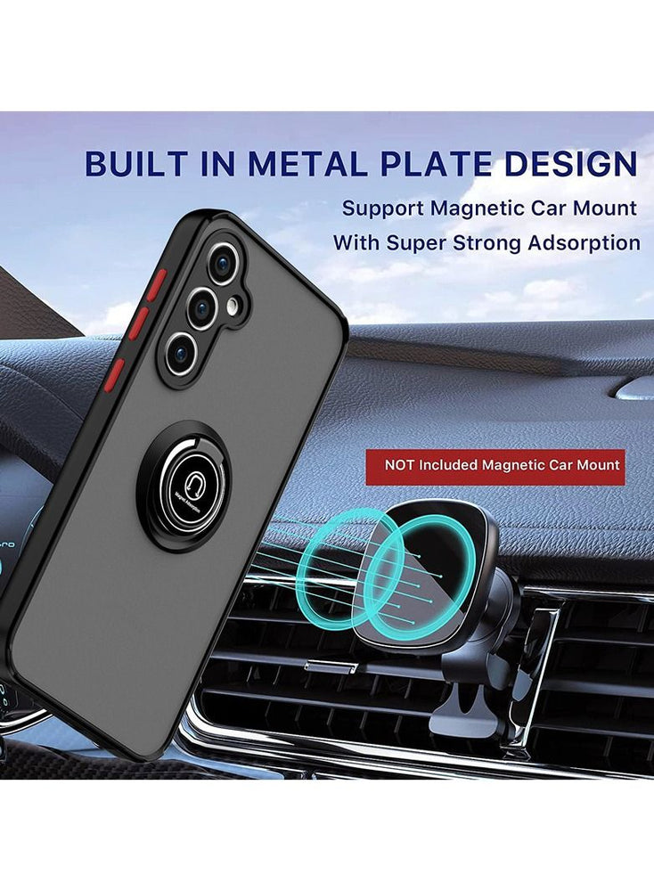 Case for Samsung Galaxy M34 5G Rotational Metal Ring Kickstand Cover Shockproof Bumper Matte Finish Hard Back Case Magnetic Car Mount Cover for Samsung Galaxy M34