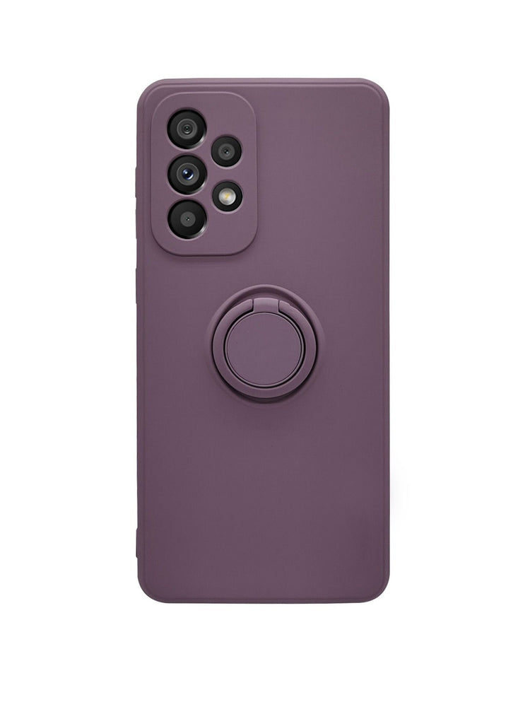 Silicone Case for Samsung Galaxy A33 5G, Liquid Gel Rubber Bumper Case with Ring Holder Kickstand Soft Microfiber Lining Slim Shockproof Protective Cover for Samsung Galaxy A33 5G 2022 (Purple)