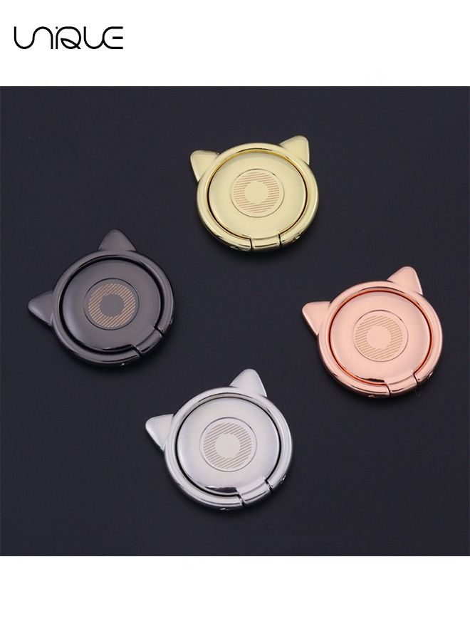 4-Piece Phone Cat Shape Ring Attachable Kickstand Ultra Thin Cute Smartphone Finger Grip Ring Holder Stand, 360 Rotation Phone Ring Kickstand, Universal Cell Phone Ring Grip for Almost All Phones