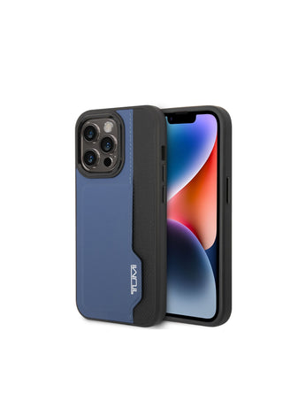 Tumi HC Leather Case With Vertical Card Slot, Protection Against Scratch & Damage, Easy Snap-On, Lifted Camera Ring, Accurate Cutouts, Premium Quality For iPhone 14 Pro Max - Blue