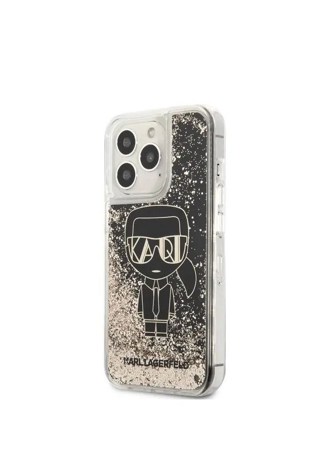 Karl Lagerfeld Liquid Glitter Case Gatsby Ikonik For iPhone 14 Pro Max - Black/Gold