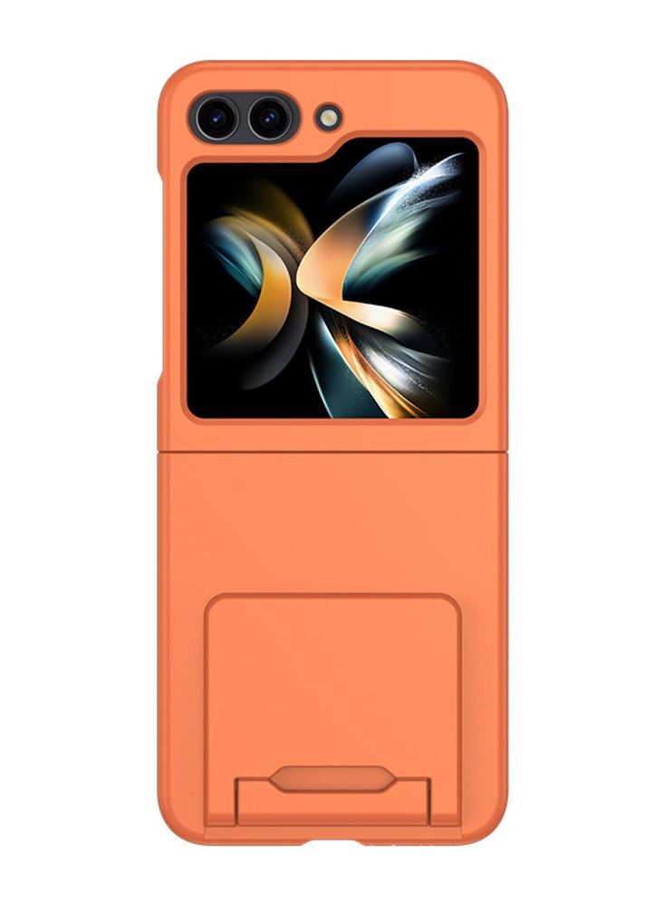 Samsung Galaxy Z Flip 5 Polycarbonate Case / Cover with Foldable invisible stand Slim Drop Protection Shockproof Phone - Orange