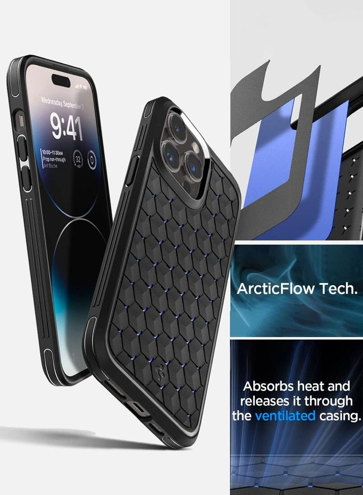 Cryo Armor iPhone 14 Pro Case Cover with Arctic Flow Tech for Gaming - Matte Black