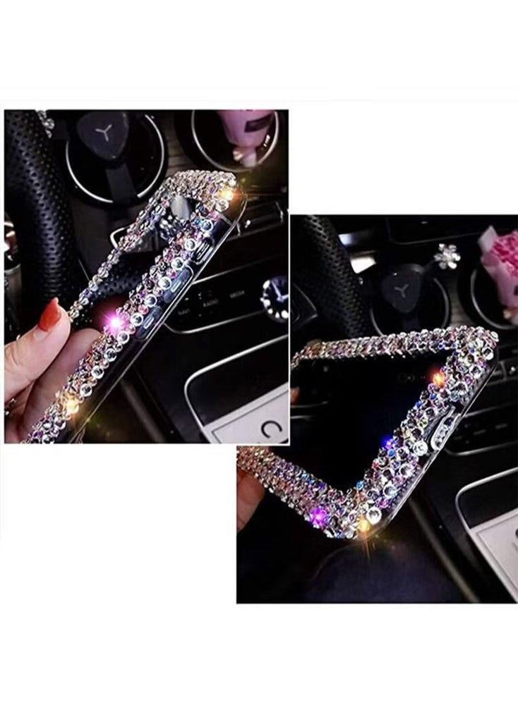 iPhone 13 Pro Max Mobile Case Cover for Women Girls 3D Glitter Sparkle Bling Protector Luxury Shiny Cute Crystal Charms Rhinestone Diamond Bumper Clear Protective Back Cover Clear