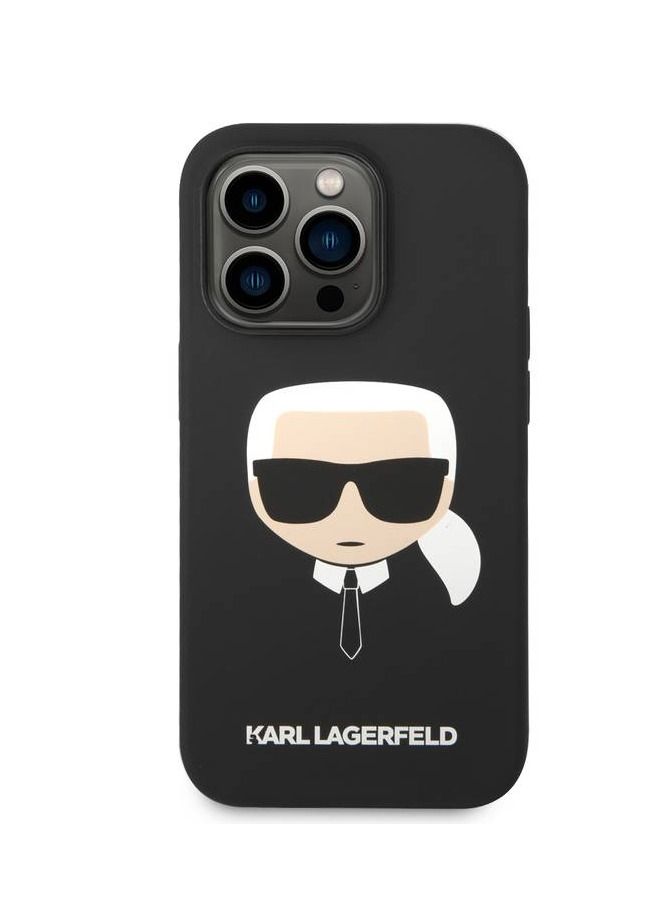 Silicone Case with Karl Head Logo Compatible With iPhone 14 Pro - Black