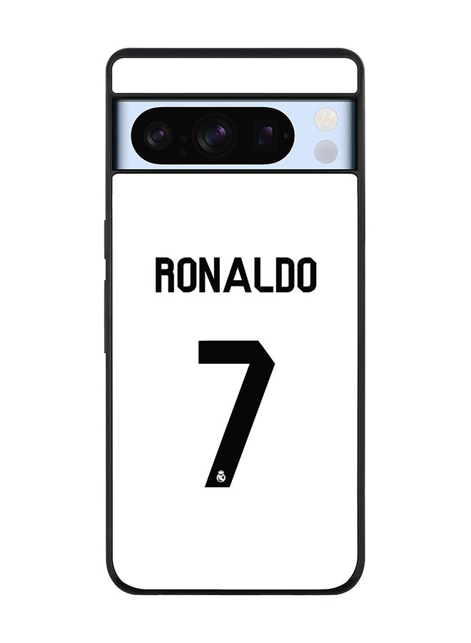 Rugged Black Edge case for Google Pixel 8 Pro, Custom Slim fit Flexible Anti Drop Thin Phone Case Cover - Ronaldo Real Jersey