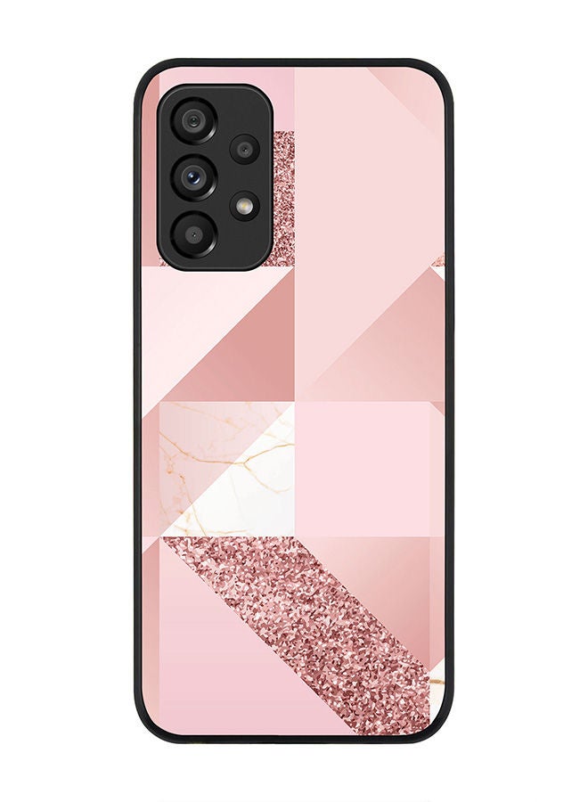 Rugged Black edge case for Samsung Galaxy A53 5G  Slim fit Soft Case Flexible Rubber Edges Anti Drop TPU Gel Thin Cover - Marble Pink Geometric