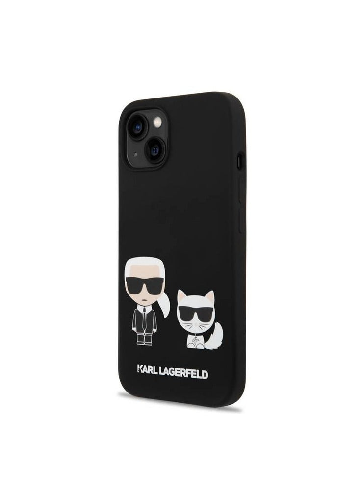 Liquid Silicone, Lightweight, Smooth Grip, Anti Scratch, Resistant to Damage, Karl Choupette Case for iPhone 14 6.1 Inches  - Black