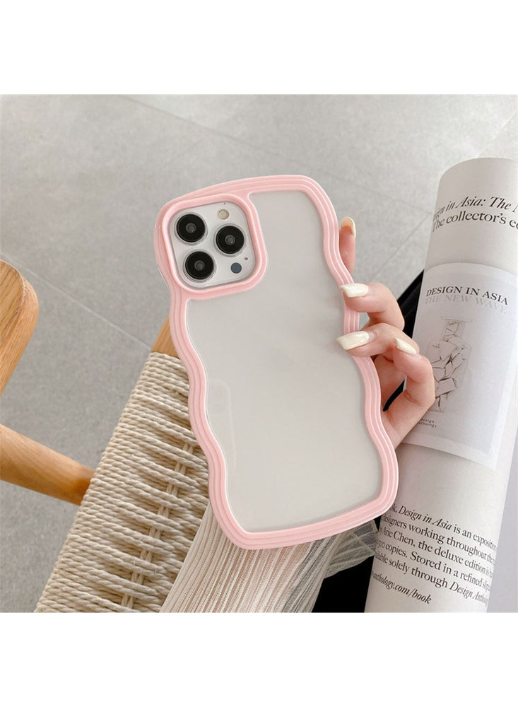 iPhone 14 Pro Max Case Cover Protector Protection Compatible with MagSafe Cute Curly Wave Frame Shape Shockproof Soft Magnetic Case for Women Girls Phone Cover (Pink)