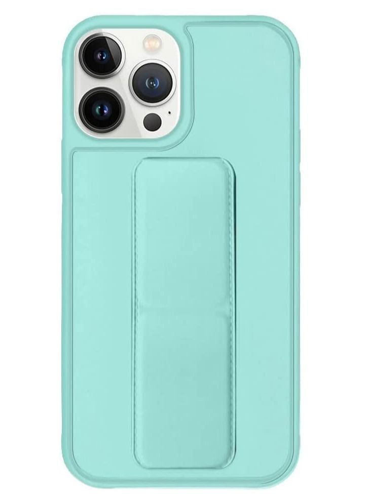 Case Cover For iPhone 13 Pro Max, Finger Grip  Phone holder Case Car Magnetic Multi-function 3 in 1 Shockproof Back Cover Protective Case (iPhone 13 Pro Max mint green)